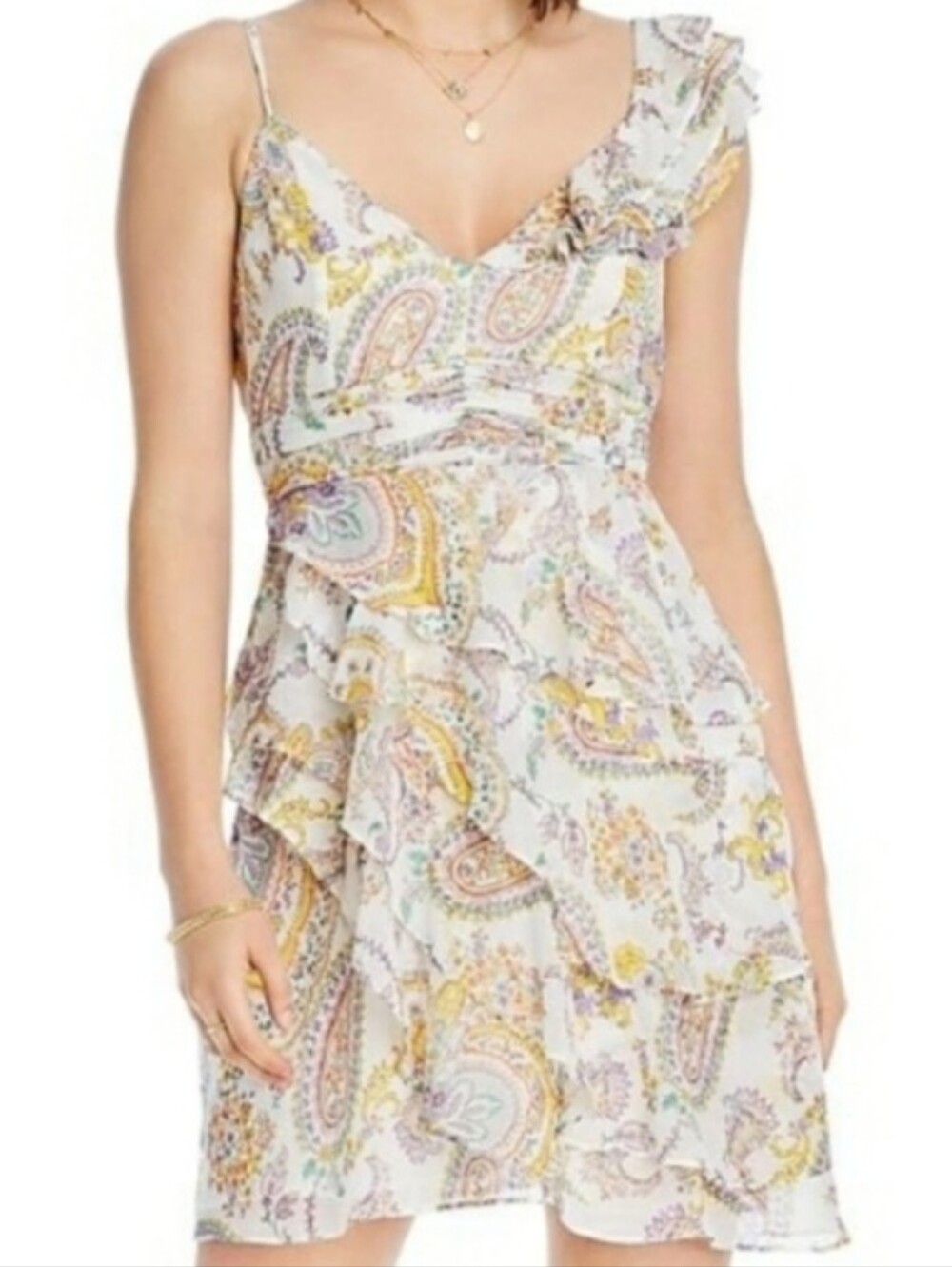 LINI Ivory Multicolor Mini Dress Size Extra Small New !